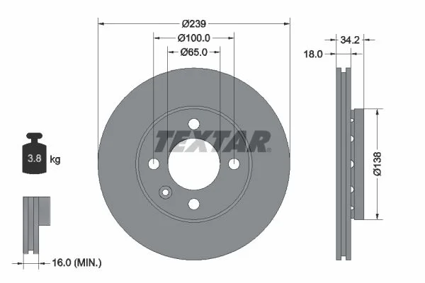 Brake Disc TEXTAR 92072003