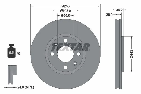 Brake Disc TEXTAR 92111603