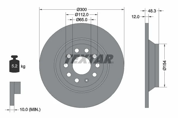 Brake Disc TEXTAR 92255403