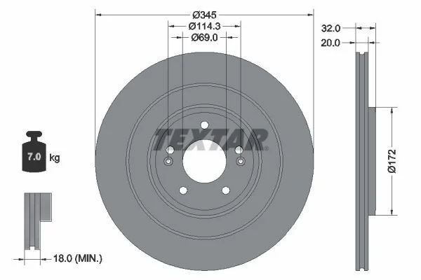 Brake Disc TEXTAR 92349403