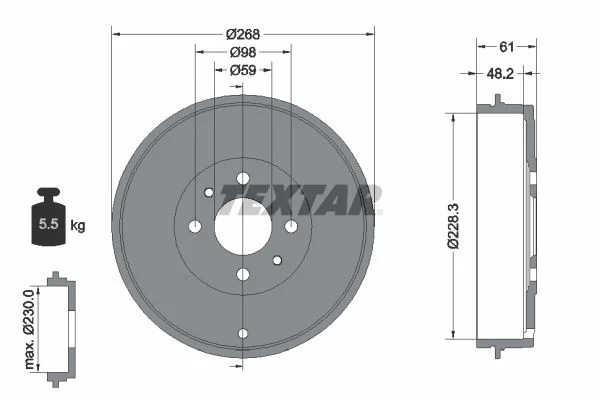 Brake Drum TEXTAR 94014000