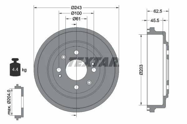 Brake Drum TEXTAR 94017600