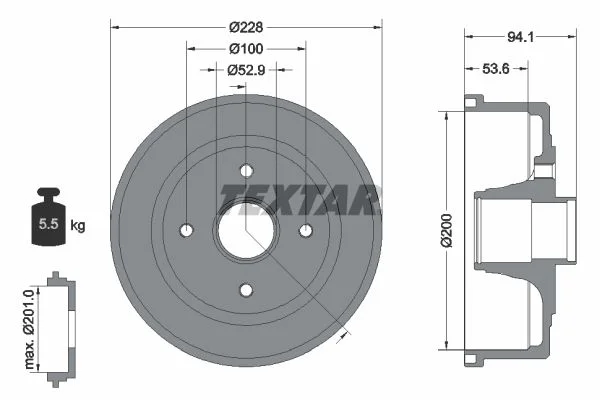 Brake Drum TEXTAR 94024200
