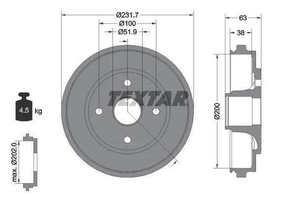 Brake Drum TEXTAR 94033200