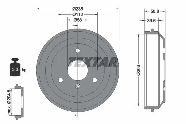 Brake Drum TEXTAR 94035600