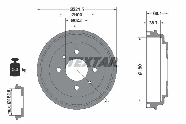 Brake Drum TEXTAR 94037600