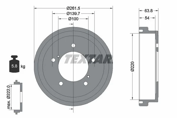 Brake Drum TEXTAR 94037800