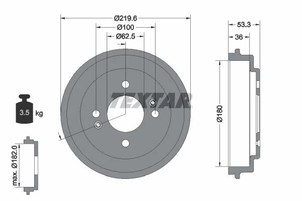 Brake Drum TEXTAR 94044400