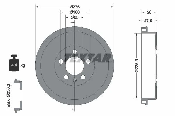 Brake Drum TEXTAR 94044600