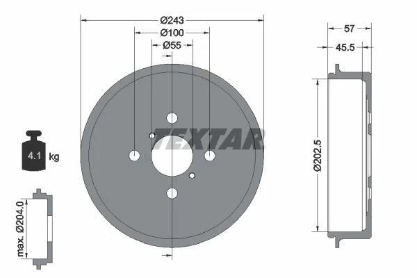 Brake Drum TEXTAR 94045200