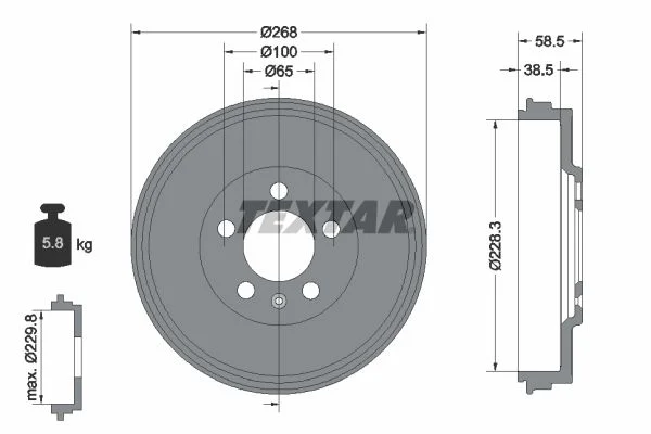 Brake Drum TEXTAR 94046000