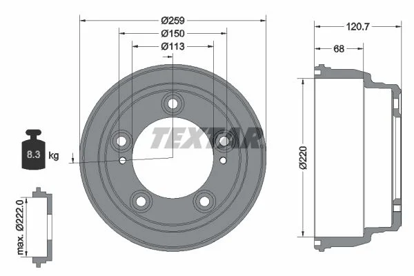 Brake Drum TEXTAR 94046600