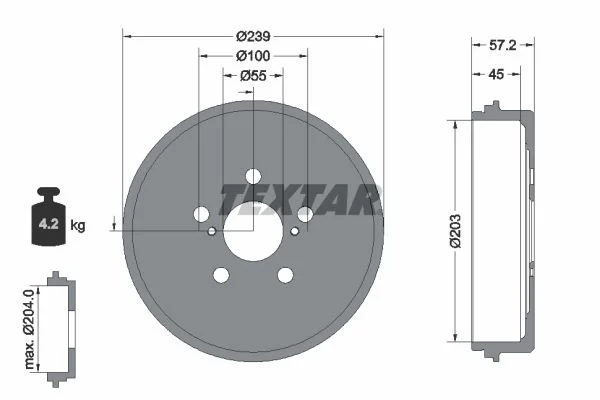 Brake Drum TEXTAR 94049100