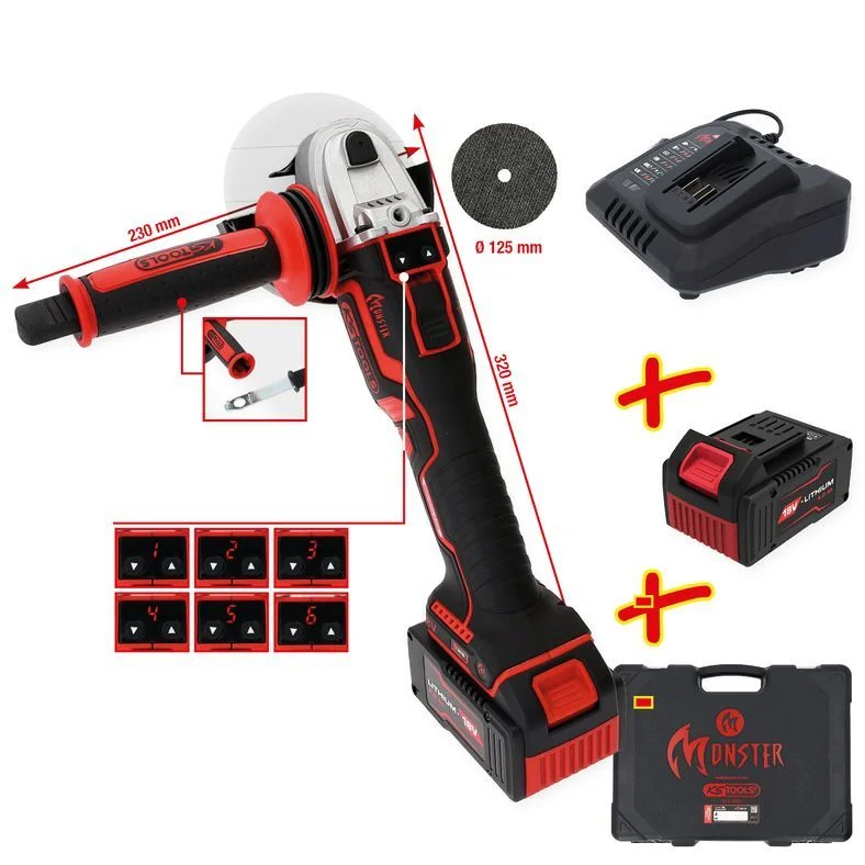Kampinis šlifuoklis (akumuliatorinis) KS TOOLS 515.6200