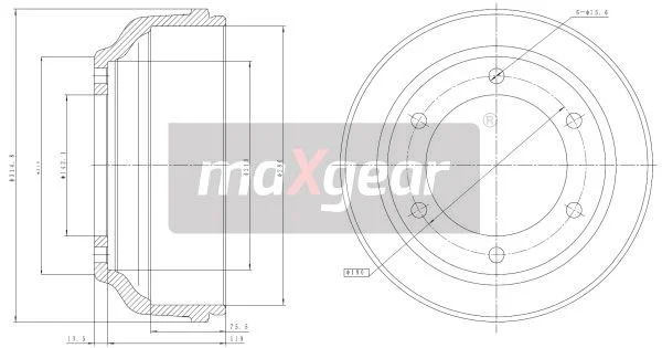 Brake Drum MAXGEAR 19-2304