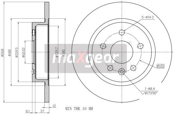 Brzdový kotúč MAXGEAR 19-2333
