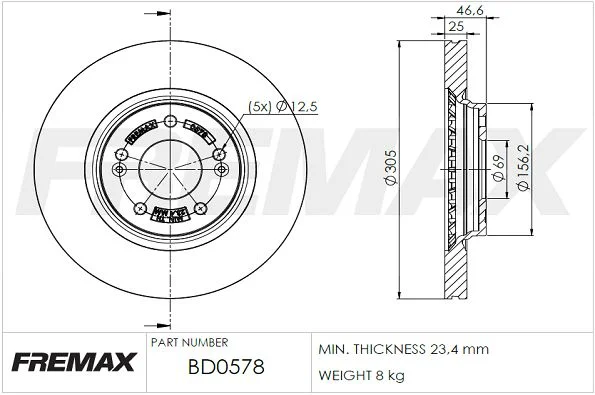 Stabdžių diskas FREMAX BD-0578