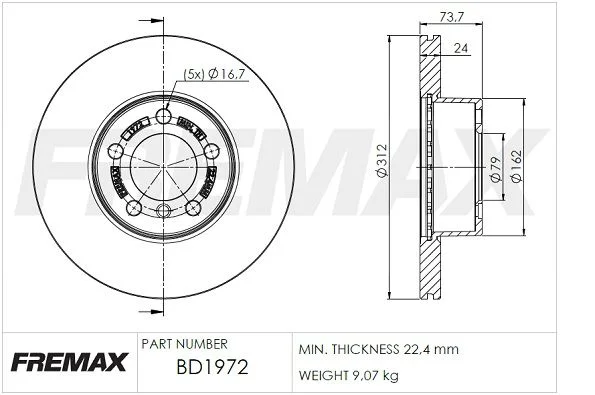 Stabdžių diskas FREMAX BD-1972