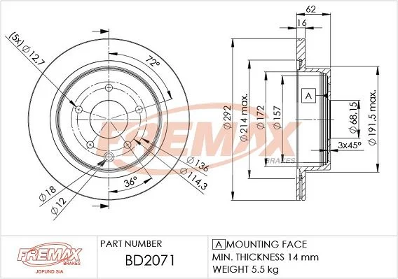 Stabdžių diskas FREMAX BD-2071