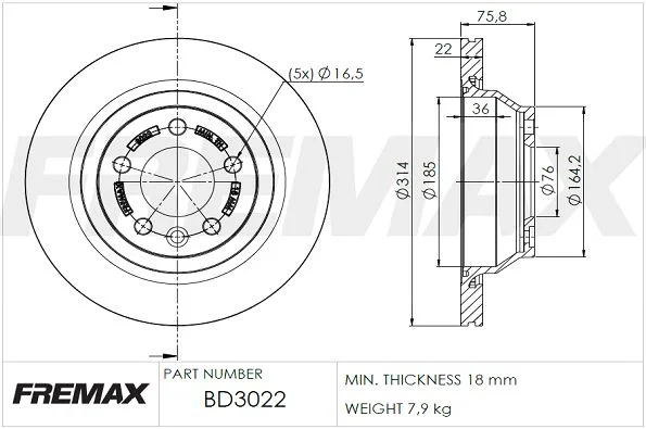 Stabdžių diskas FREMAX BD-3022
