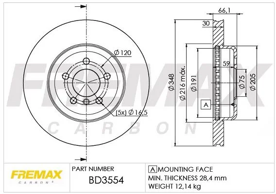 Stabdžių diskas FREMAX BD-3554