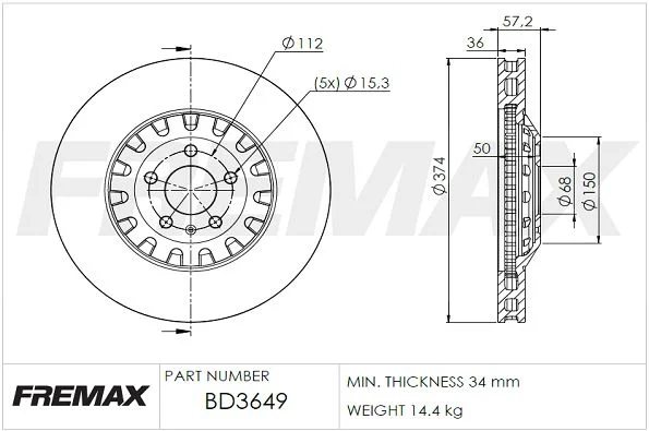 Stabdžių diskas FREMAX BD-3649