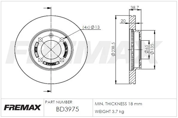 Stabdžių diskas FREMAX BD-3975