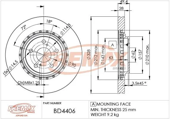 Stabdžių diskas FREMAX BD-4406