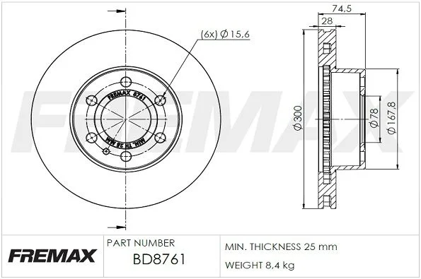 Stabdžių diskas FREMAX BD-8761