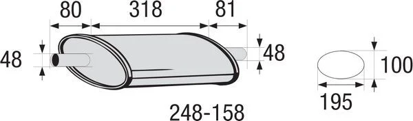 Vidurinis duslintuvas, universalus BOSAL 248-158