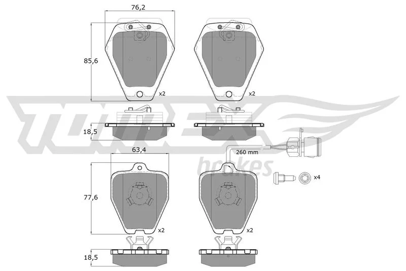 Stabdžių trinkelių rinkinys, diskinis stabdys TOMEX Brakes TX 12-26
