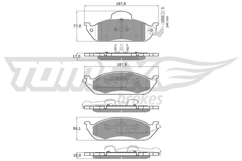 Stabdžių trinkelių rinkinys, diskinis stabdys TOMEX Brakes TX 12-83