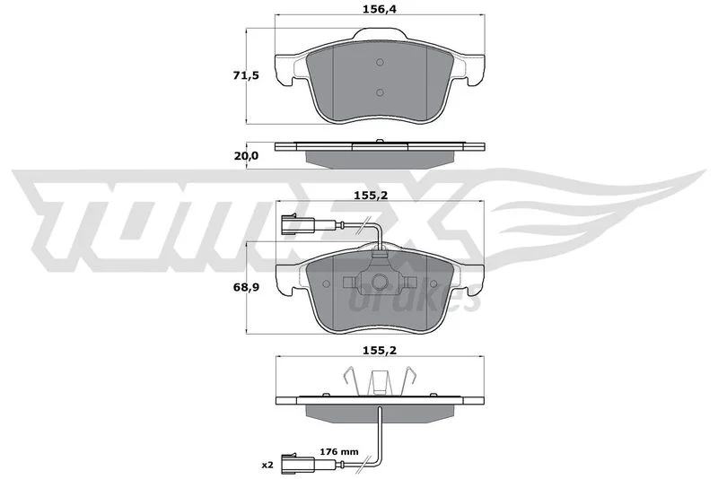 Stabdžių trinkelių rinkinys, diskinis stabdys TOMEX Brakes TX 15-25