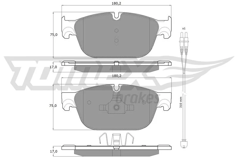 Stabdžių trinkelių rinkinys, diskinis stabdys TOMEX Brakes TX 16-78