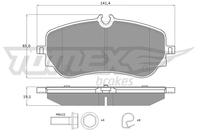 Stabdžių trinkelių rinkinys, diskinis stabdys TOMEX Brakes TX 19-14