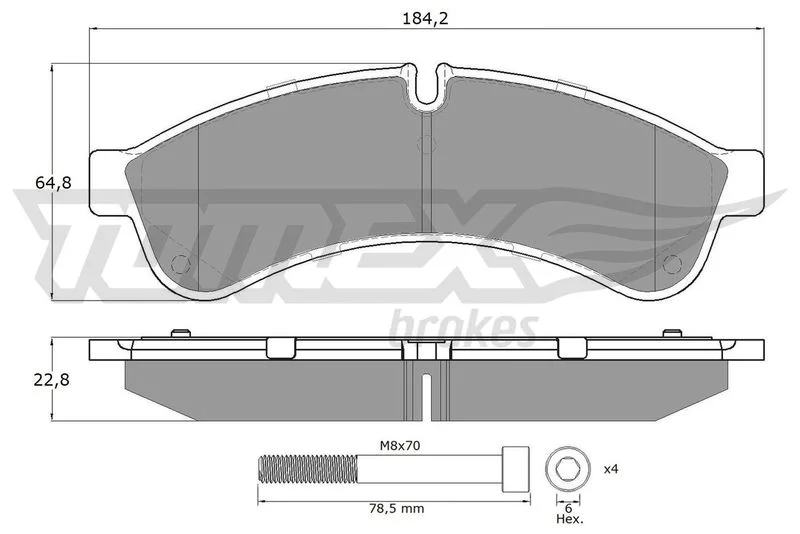 Stabdžių trinkelių rinkinys, diskinis stabdys TOMEX Brakes TX 19-30