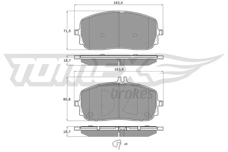 Stabdžių trinkelių rinkinys, diskinis stabdys TOMEX Brakes TX 19-71