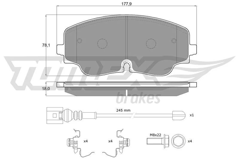Stabdžių trinkelių rinkinys, diskinis stabdys TOMEX Brakes TX 19-87