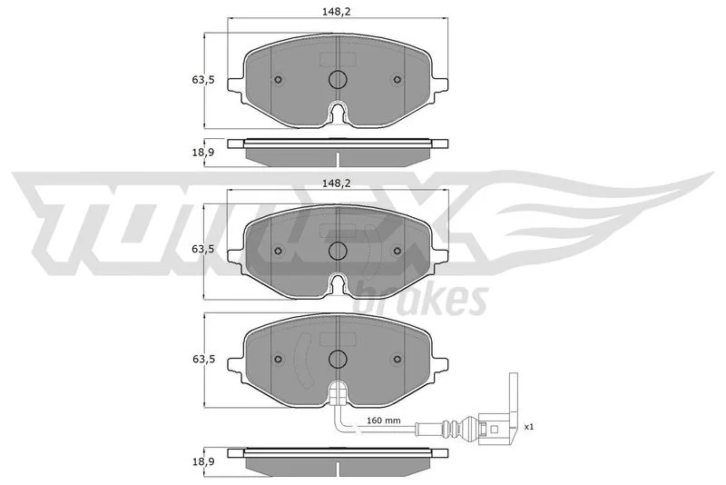 Stabdžių trinkelių rinkinys, diskinis stabdys TOMEX Brakes TX 60-09