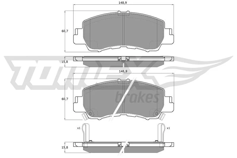 Stabdžių trinkelių rinkinys, diskinis stabdys TOMEX Brakes TX 60-15