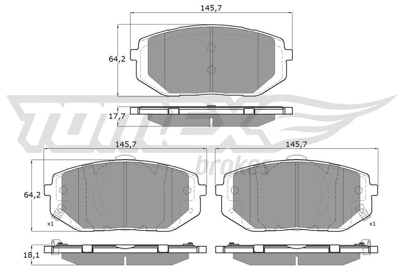 Stabdžių trinkelių rinkinys, diskinis stabdys TOMEX Brakes TX 60-17