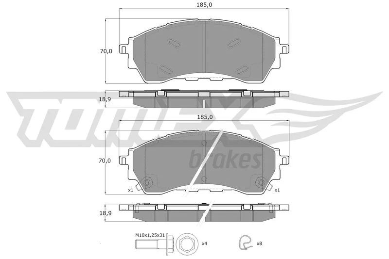 Stabdžių trinkelių rinkinys, diskinis stabdys TOMEX Brakes TX 60-23