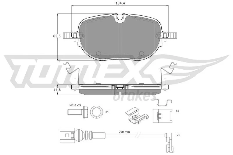 Stabdžių trinkelių rinkinys, diskinis stabdys TOMEX Brakes TX 60-41