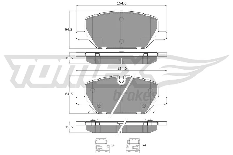 Stabdžių trinkelių rinkinys, diskinis stabdys TOMEX Brakes TX 60-49