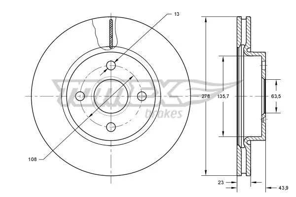 Stabdžių diskas TOMEX Brakes TX 73-92