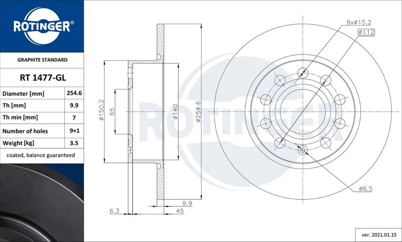 Brake Disc ROTINGER RT 1477-GL