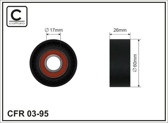 Tensioner Pulley, V-ribbed belt CAFFARO 03-95