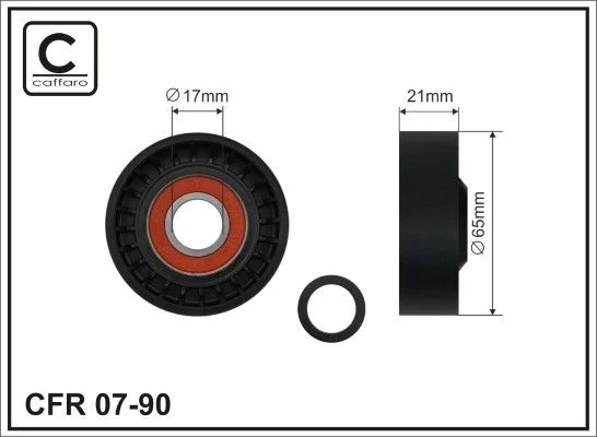 Tensioner Pulley, V-ribbed belt CAFFARO 07-90