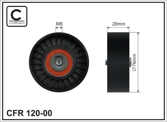 Tensioner Pulley, V-ribbed belt CAFFARO 120-00