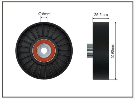Deflection/Guide Pulley, V-ribbed belt CAFFARO 12-54